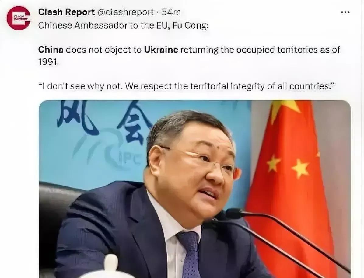 以后鹅粉再自作多情，只有留下空遗恨了！“中国驻欧盟特使建议，北京可以支持乌克兰收