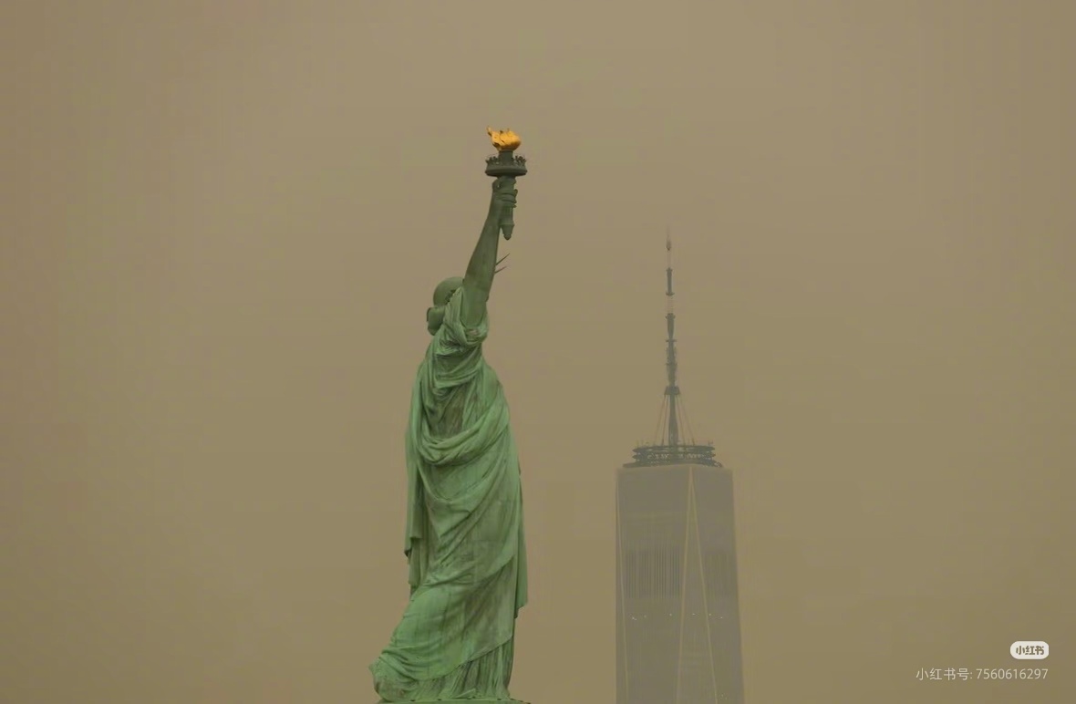 世界杯决赛在美国纽约举行，这是纽约现在的空气质量，西方国家的环保人士是不是都死了