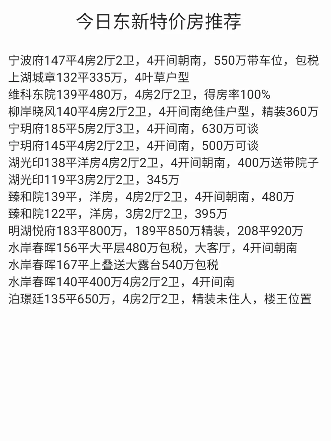 9.24东部新城特价房汇总