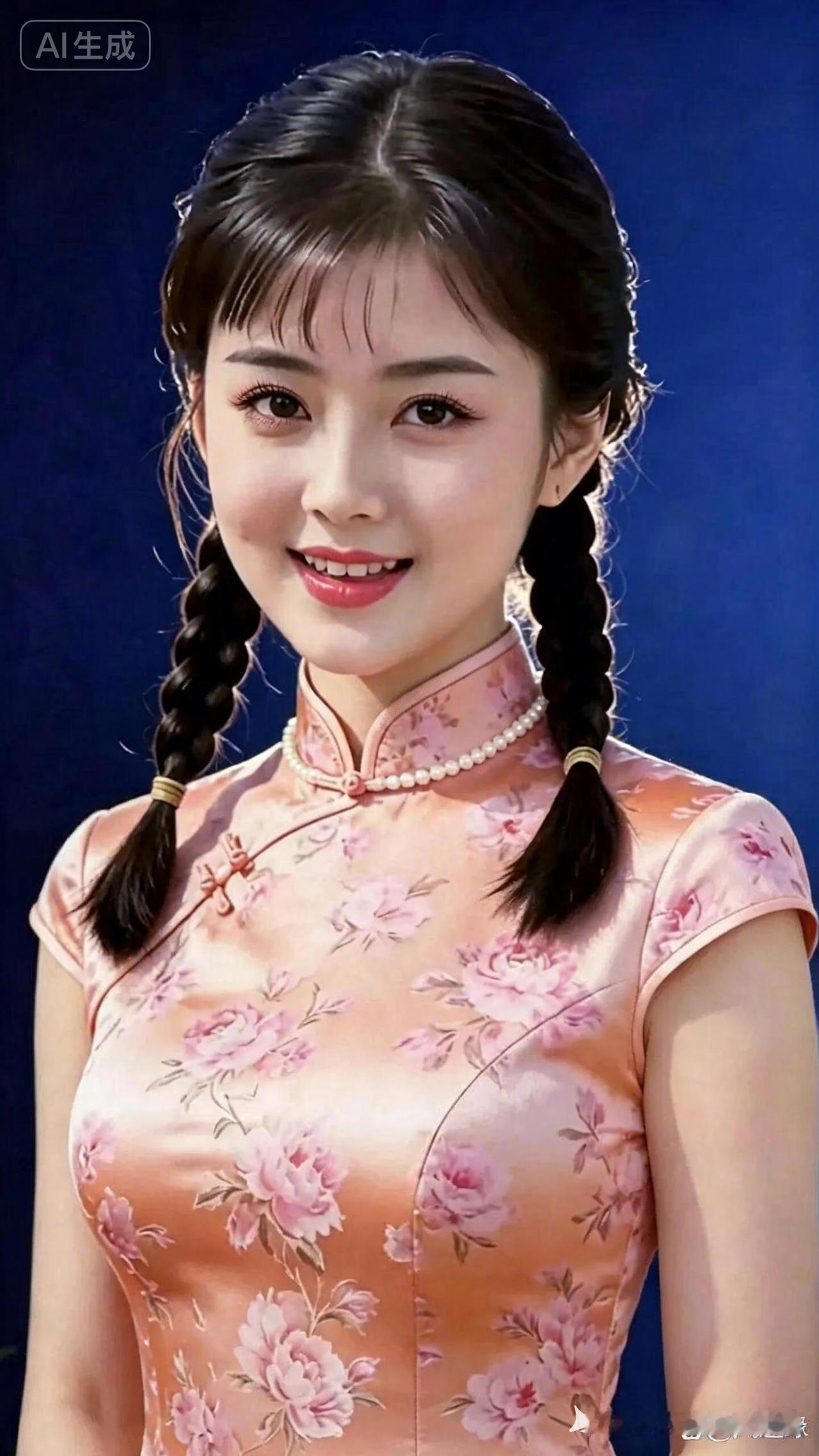 甜美少女风，粉色旗袍搭配珍珠项链，优雅动人！🌸💖