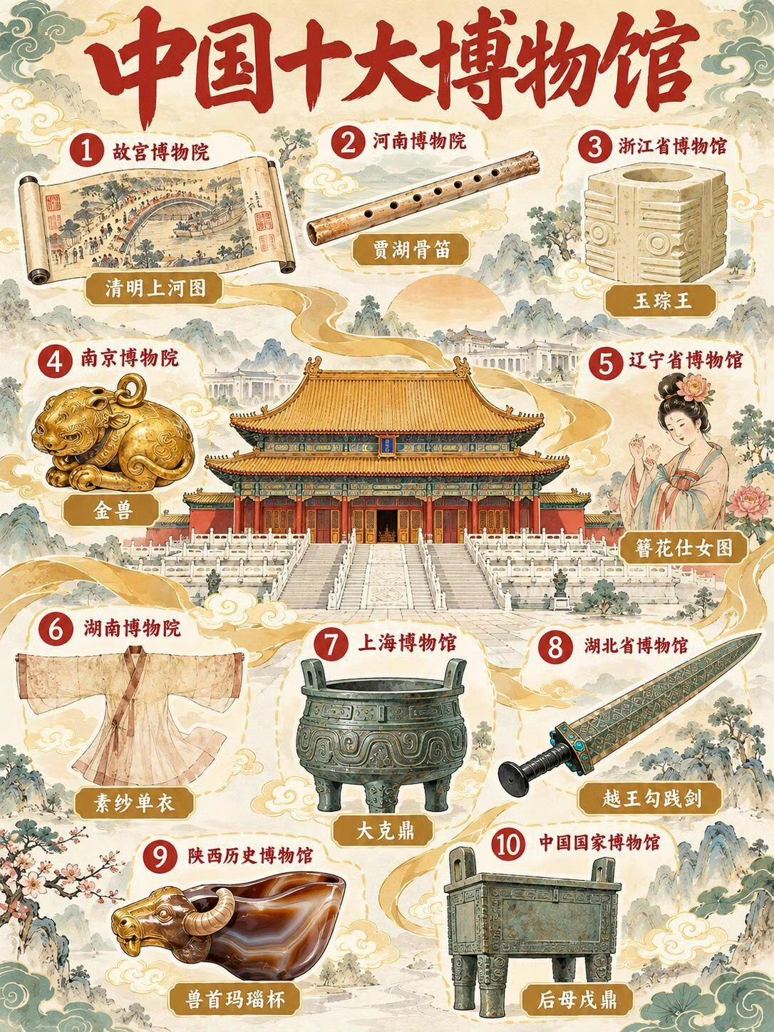 走遍华夏，读懂历史，一定要认识这中国十大博物馆。
每一座博物馆，都是时光的容器，