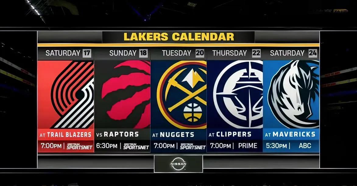 湖人未来5场比赛
光看这几个球队，都感觉太凶了
能赢三场都算超额完成任务
这5场