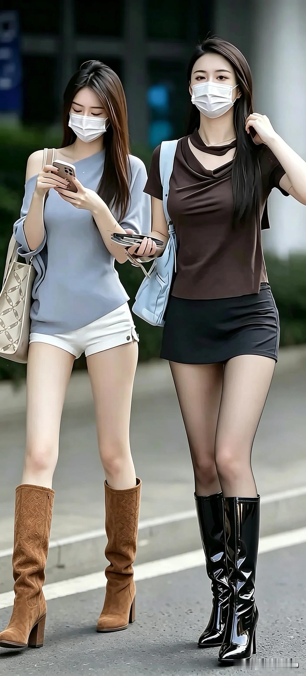 我和小胡：长腿姐妹的周末出街穿搭👯‍♀️✨

周末和小胡出门扫街
被朋友抓拍了