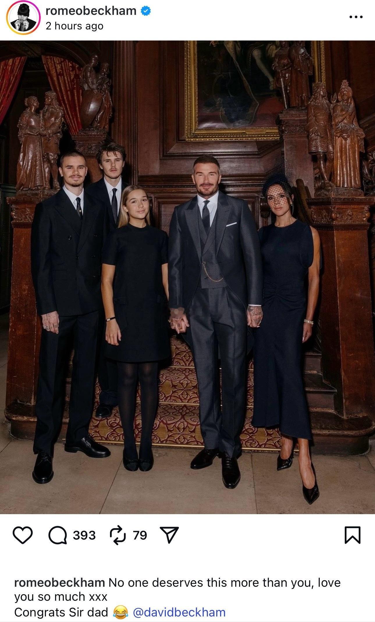 贝克汉姆封爵 荣耀时刻｜全家都在👇（缺席➕断网的除外）图二：老贝的感谢文超长‼