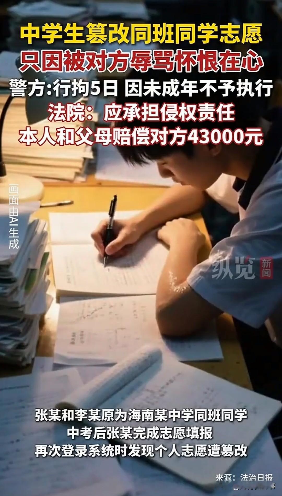 气炸了！这件事6月1日被海南高院作为典型案例公布，两个原本朝夕相处的同班初三学生