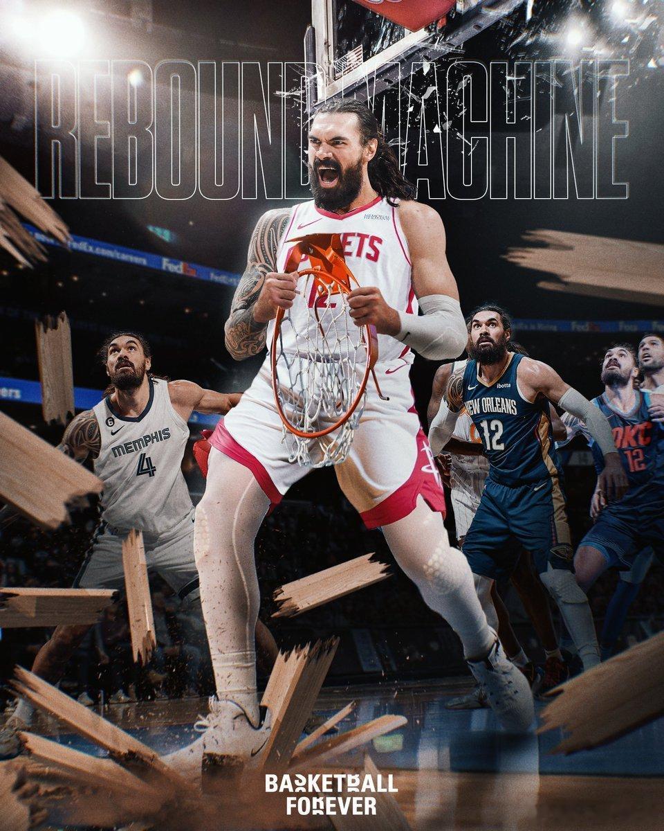 史蒂文亚当斯的进攻篮板数堪称精英😤🔹 场均3.6个前场篮板，排名 NBA 历
