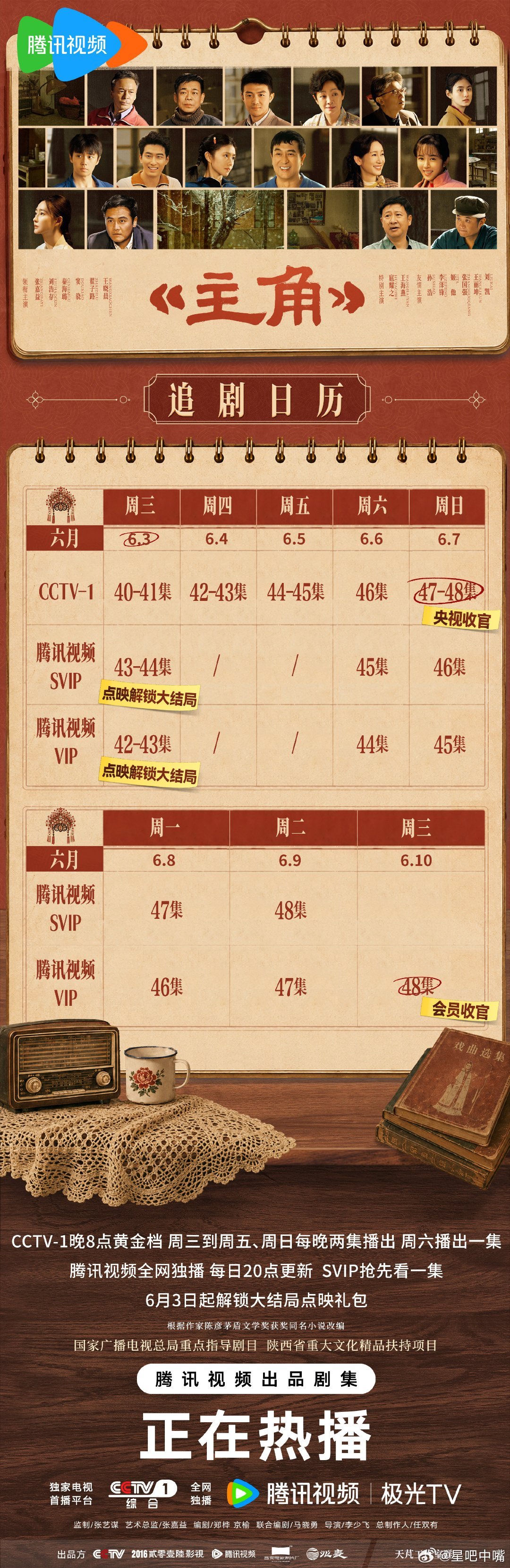 主角追剧日历张嘉益 秦海璐《主角》6月7日周日央一双集大结局！6月8日央一上新剧