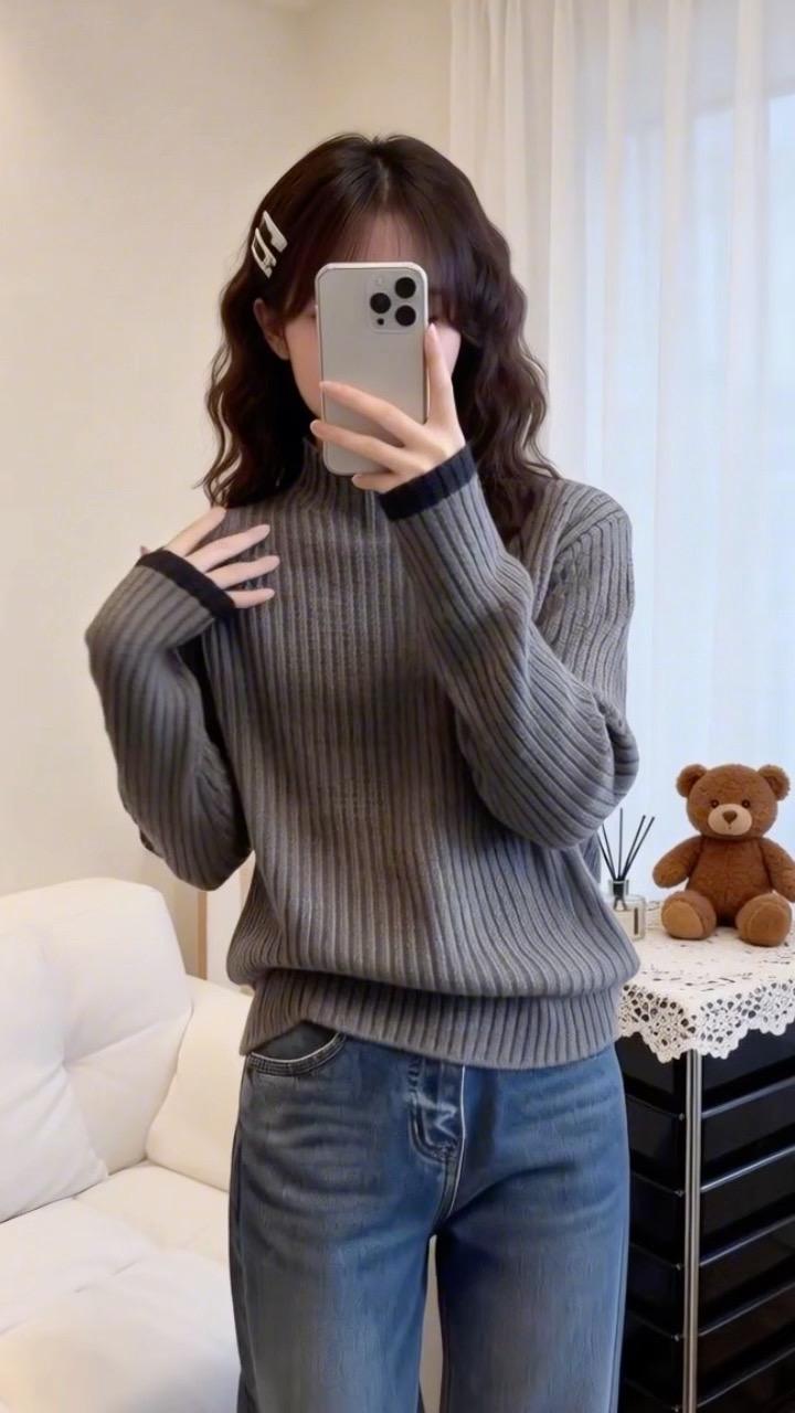 韩系穿搭 针织打底 毛衣搭配 时尚打底衫 高级感