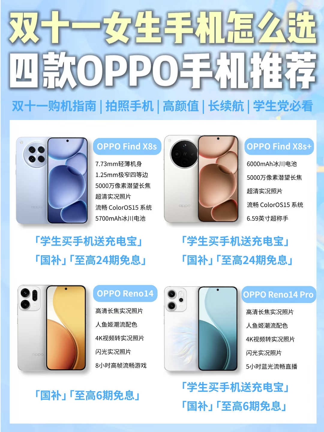 双11 OPPO购机指南｜拍照党&学生党看过来！