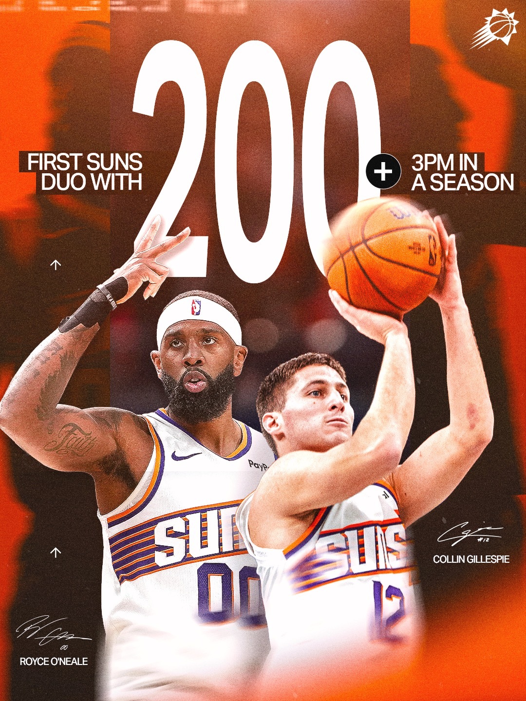 【200+ 三分俱乐部！太阳队史第一对！】🏹 恭喜 奥尼尔 & 吉莱斯皮 成为