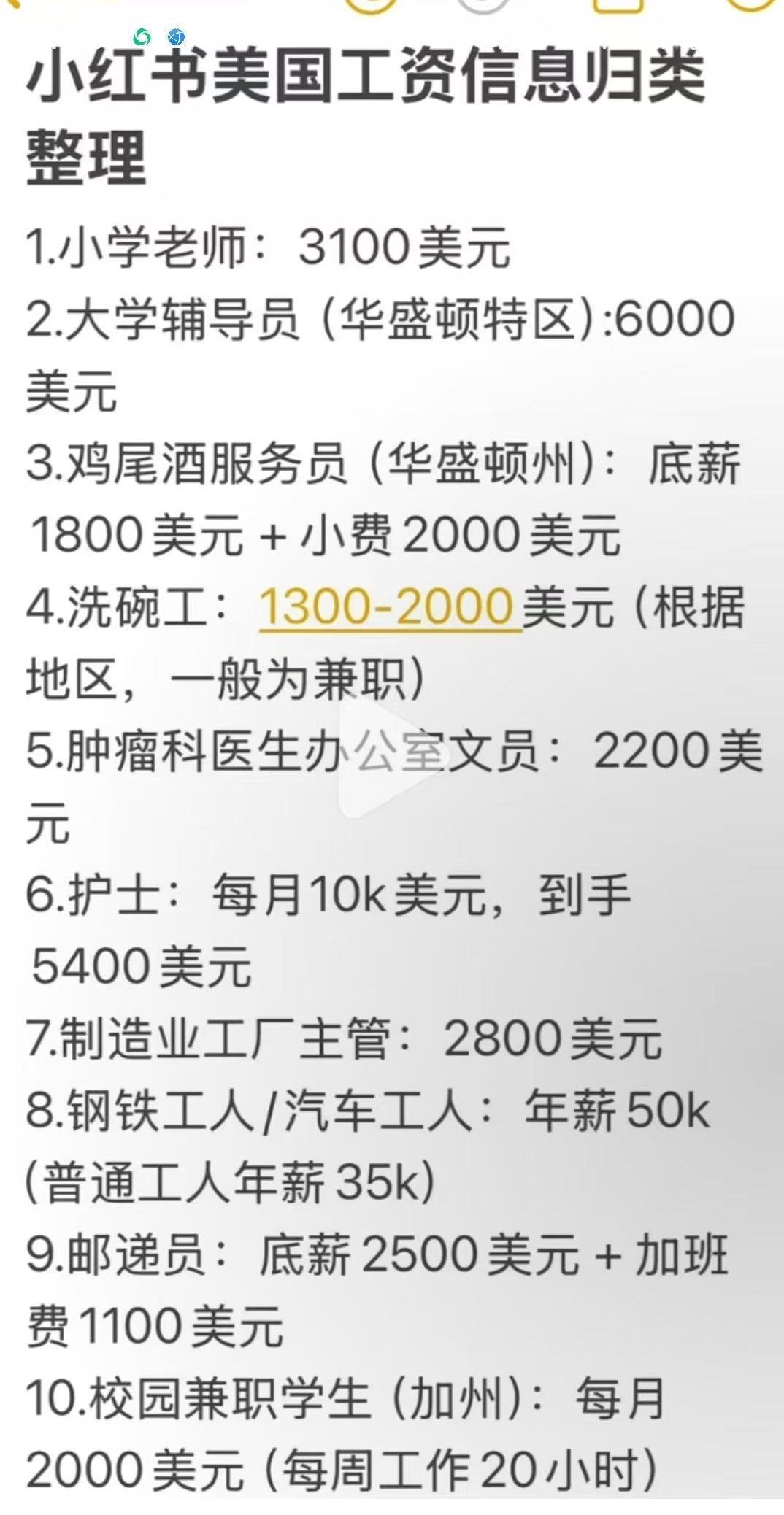 美国人去小红书对账公布的工资信息！