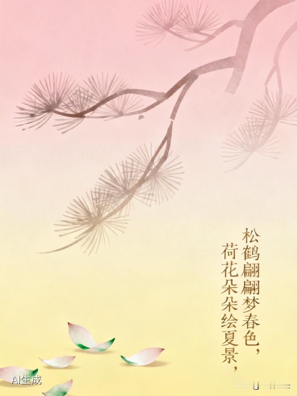 “松鹤翩翩梦春色，荷花朵朵绘夏景”，这诗句简直绝了，一下就把四季的美勾勒出来。春
