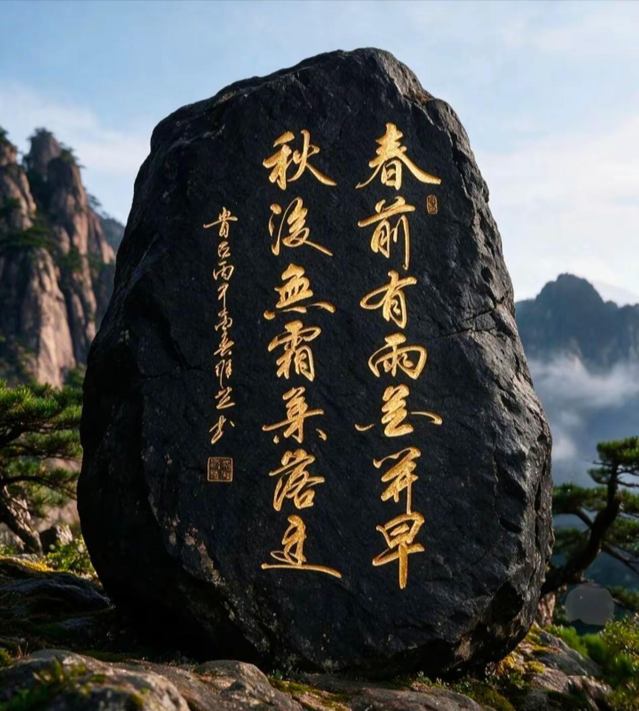 维安原创书法。石头上的书法艺术 书法与大自然的融合