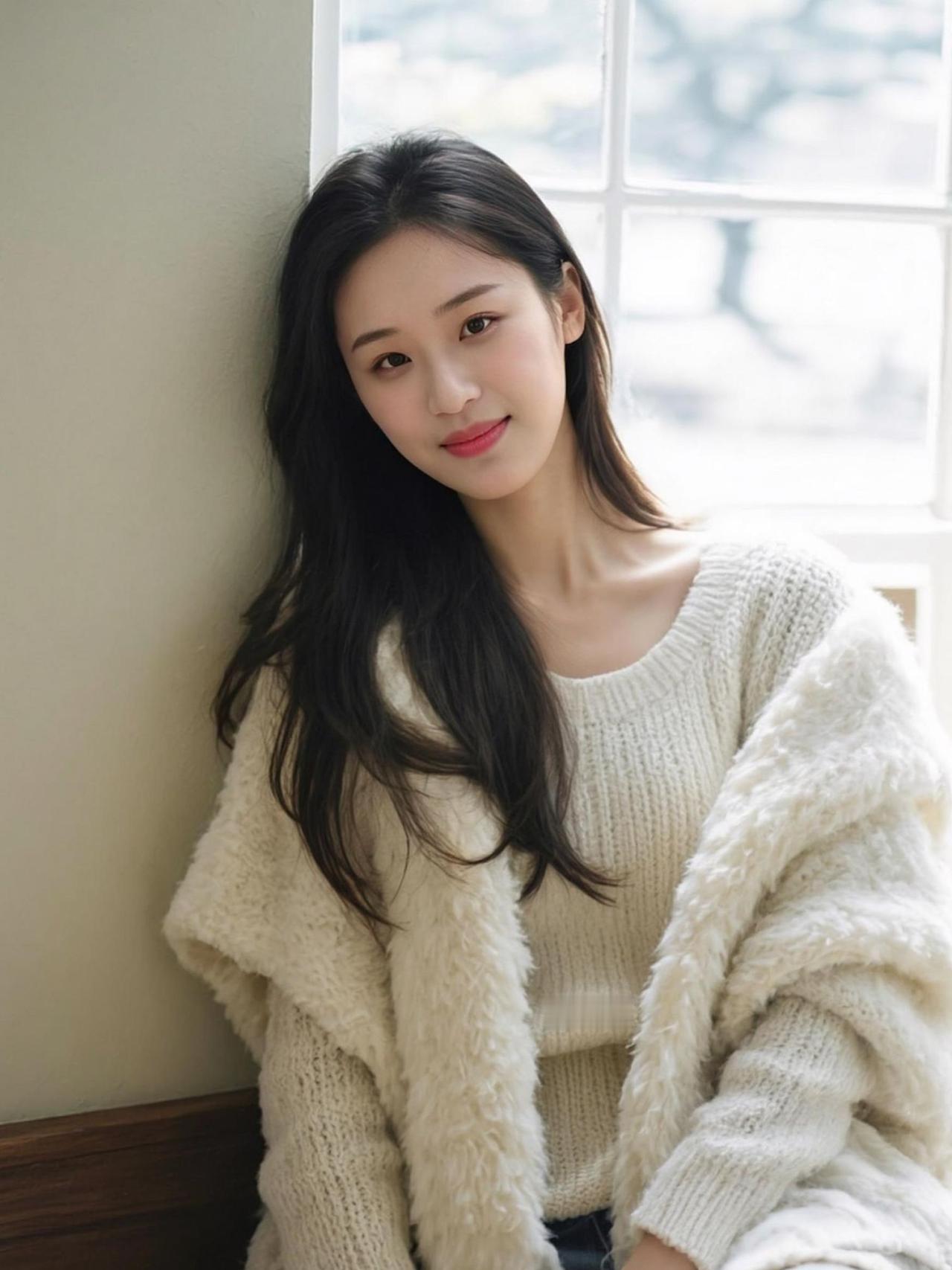 这张照片里的毛衣，看起来比我的钱包还厚实，保暖效果绝对一流，就是不知道穿上会不会