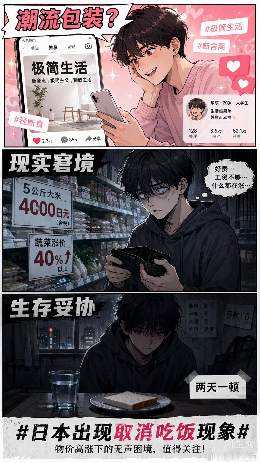 日本年轻人流行“取消吃饭”，媒体把它包装成Z世代的效率主义，说他们为了追星、社交