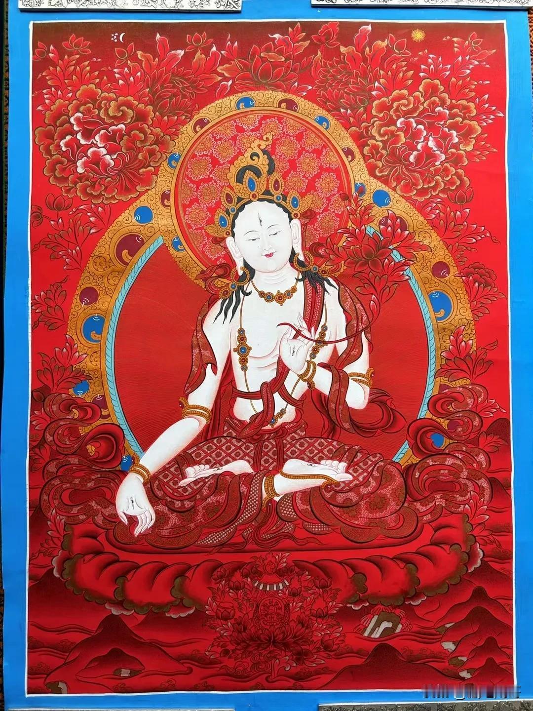 珊瑚➕朱砂➕珍珠：白度母。绝美开脸