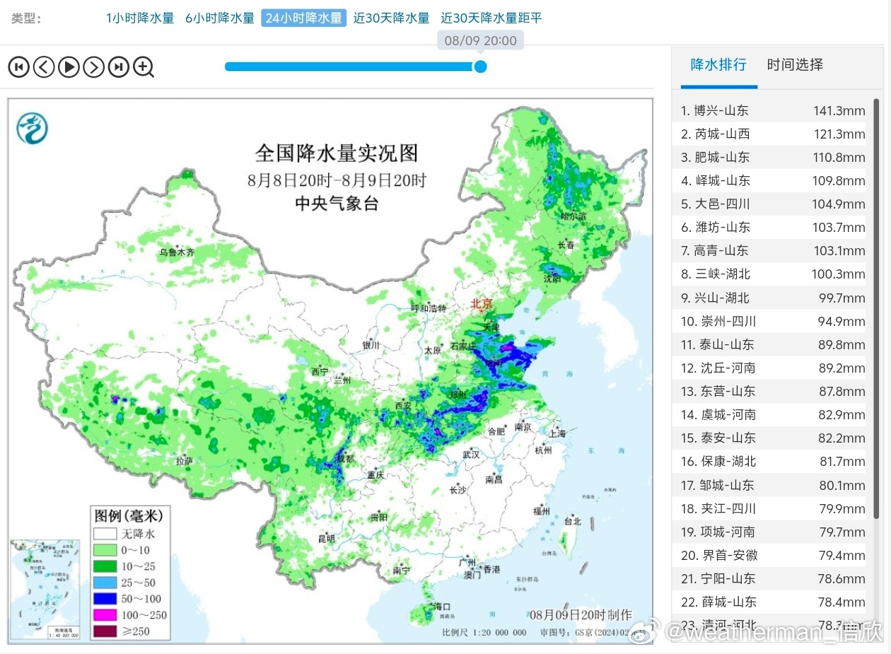 【强降雨】昨晚到今天，因为高空槽和低涡切变线影响，从东北到黄淮以及四川盆地出现大