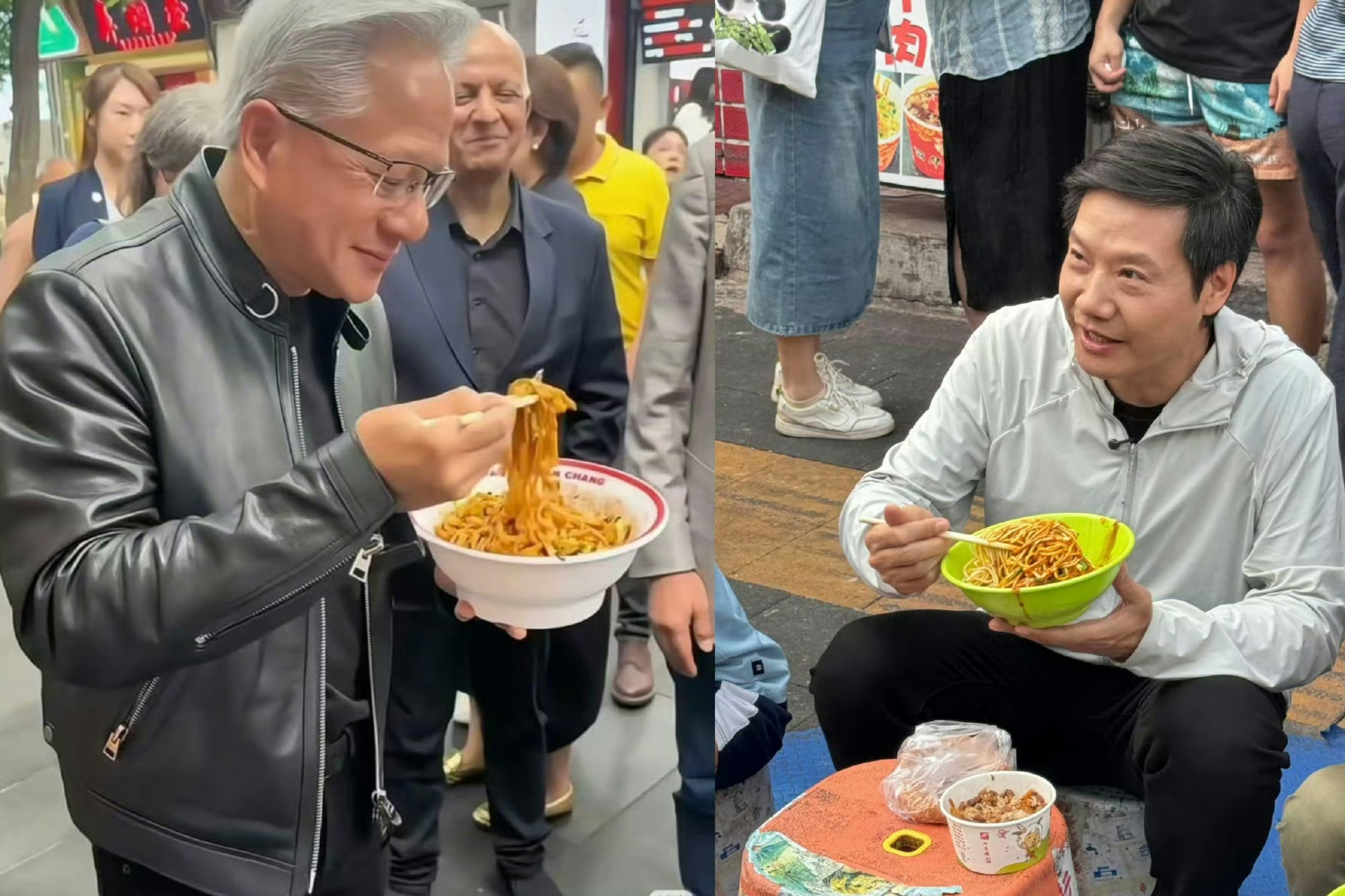 雷军吃热干面被指模仿黄仁勋雷军又被网暴，摄像头前吃早餐，被骂模仿黄仁勋，网友不给