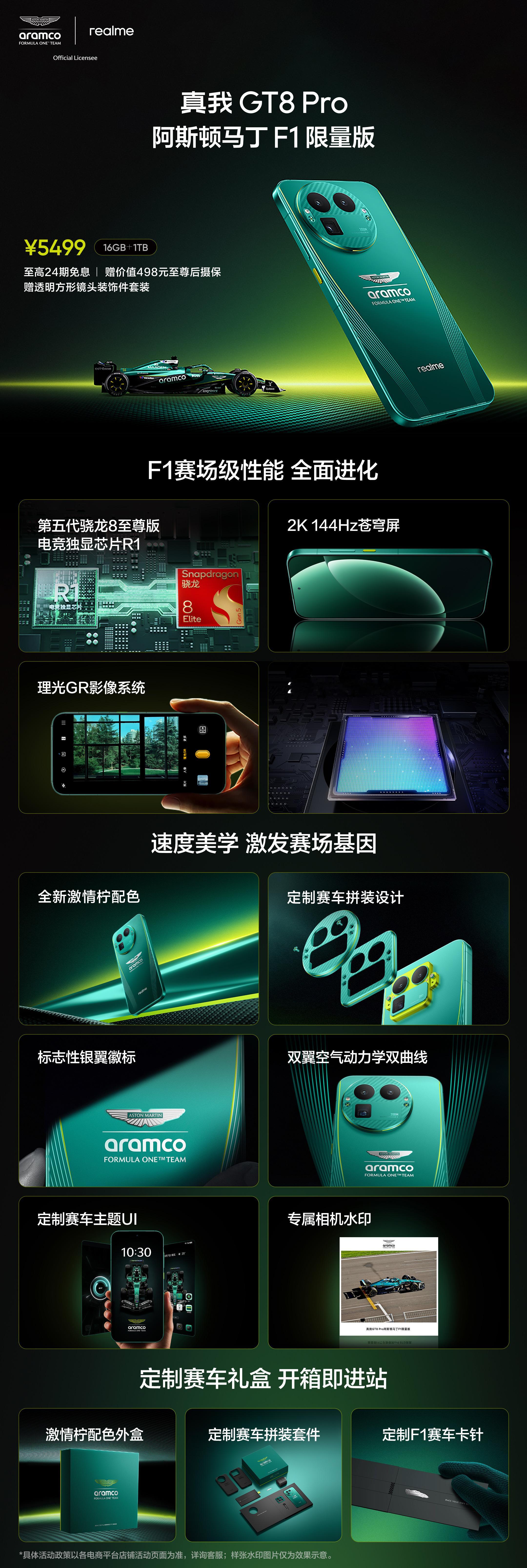 真我 GT8 Pro 阿斯顿马丁F1限量版今日正式开售，16GB+1TB顶配内存