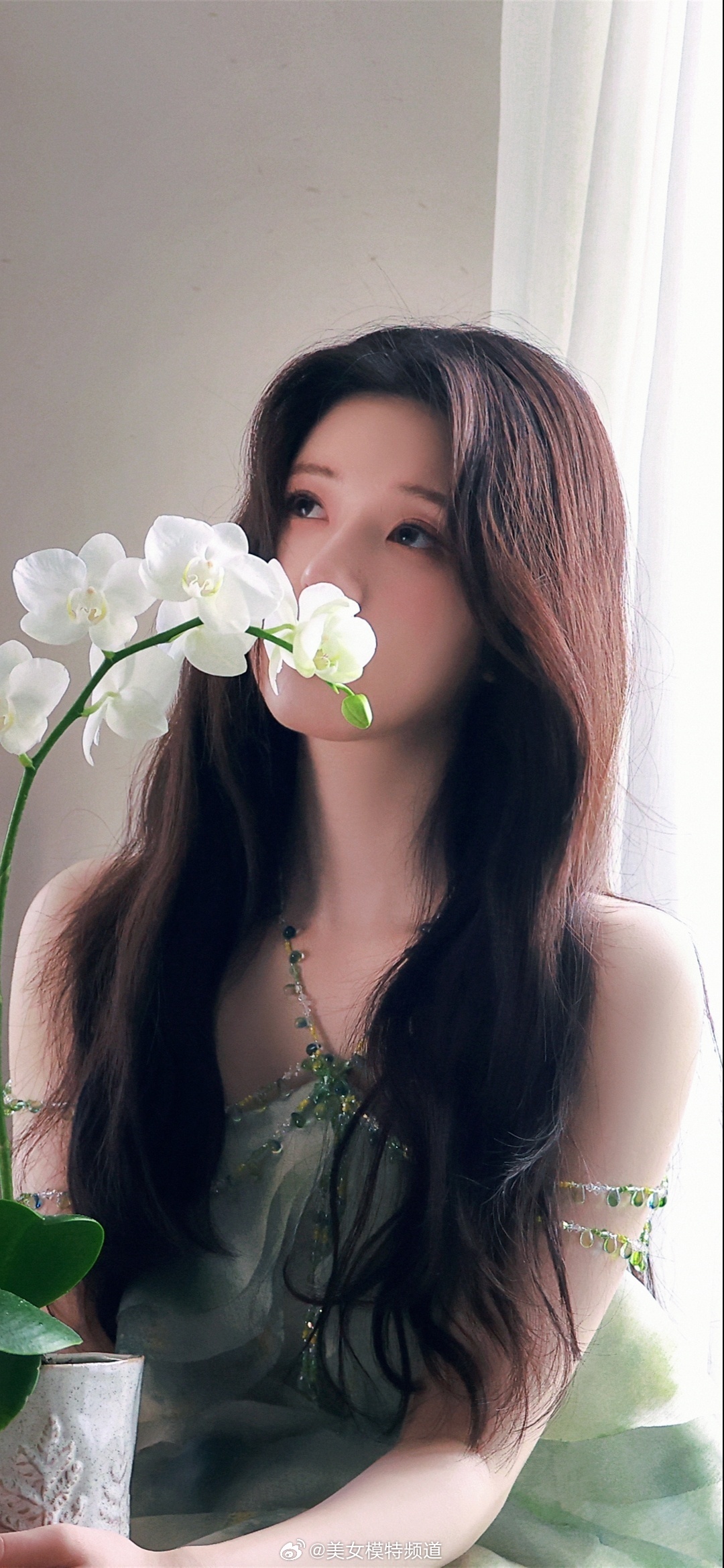 赵露思一袭绿纱裙甜美可人 