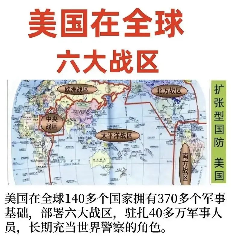 美国在全球六大战区分布细节。