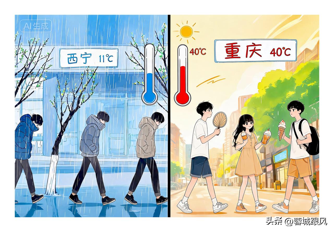 《上联：低温 11 西宁难入夏，高温 40 重庆成恒温；下联请高手您来续！》
瞧
