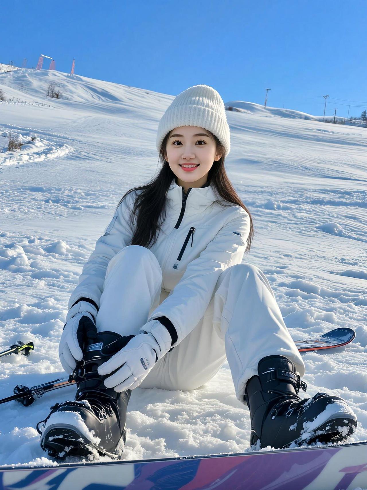 AI雪地清冷照 抖音ai创作 我带你滑雪 高颜值