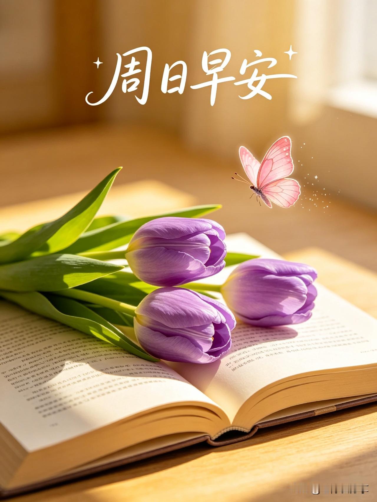 水调歌头·周日晨读

晨光透窗入，书卷待晨读。
案头紫郁金香，含露绽清淑。
粉蝶