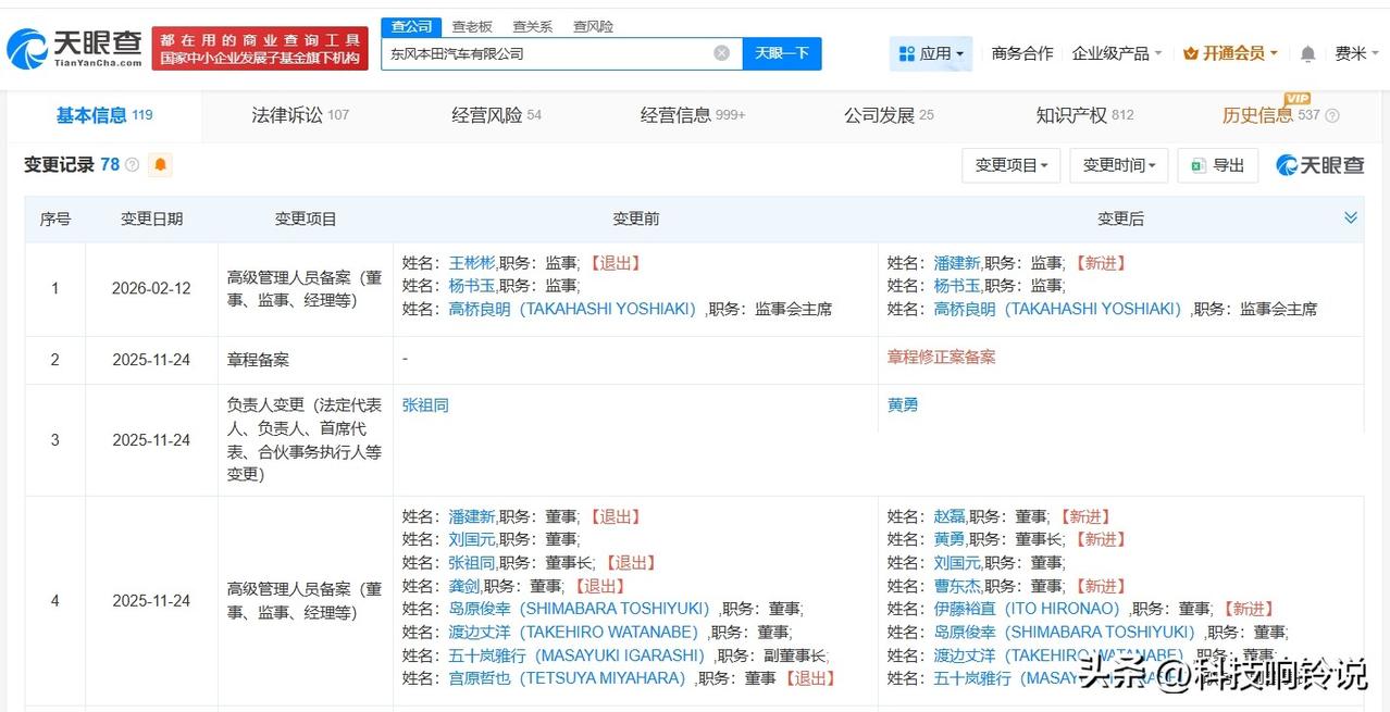 【起底本田在华合资公司 东风本田去年底完成换帅 广汽本田去年底完成增资】本田突发