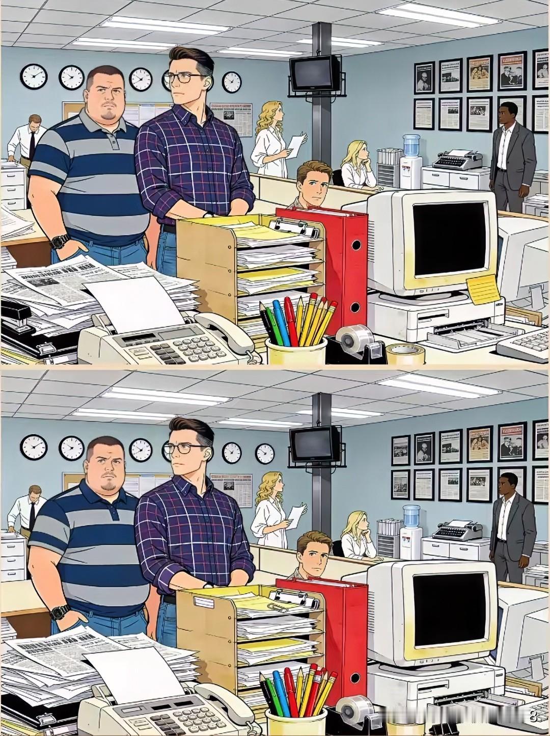 办公室中事繁杂，心静自得闲
考眼力  能找岀十处不眼力不错[灵光一闪]