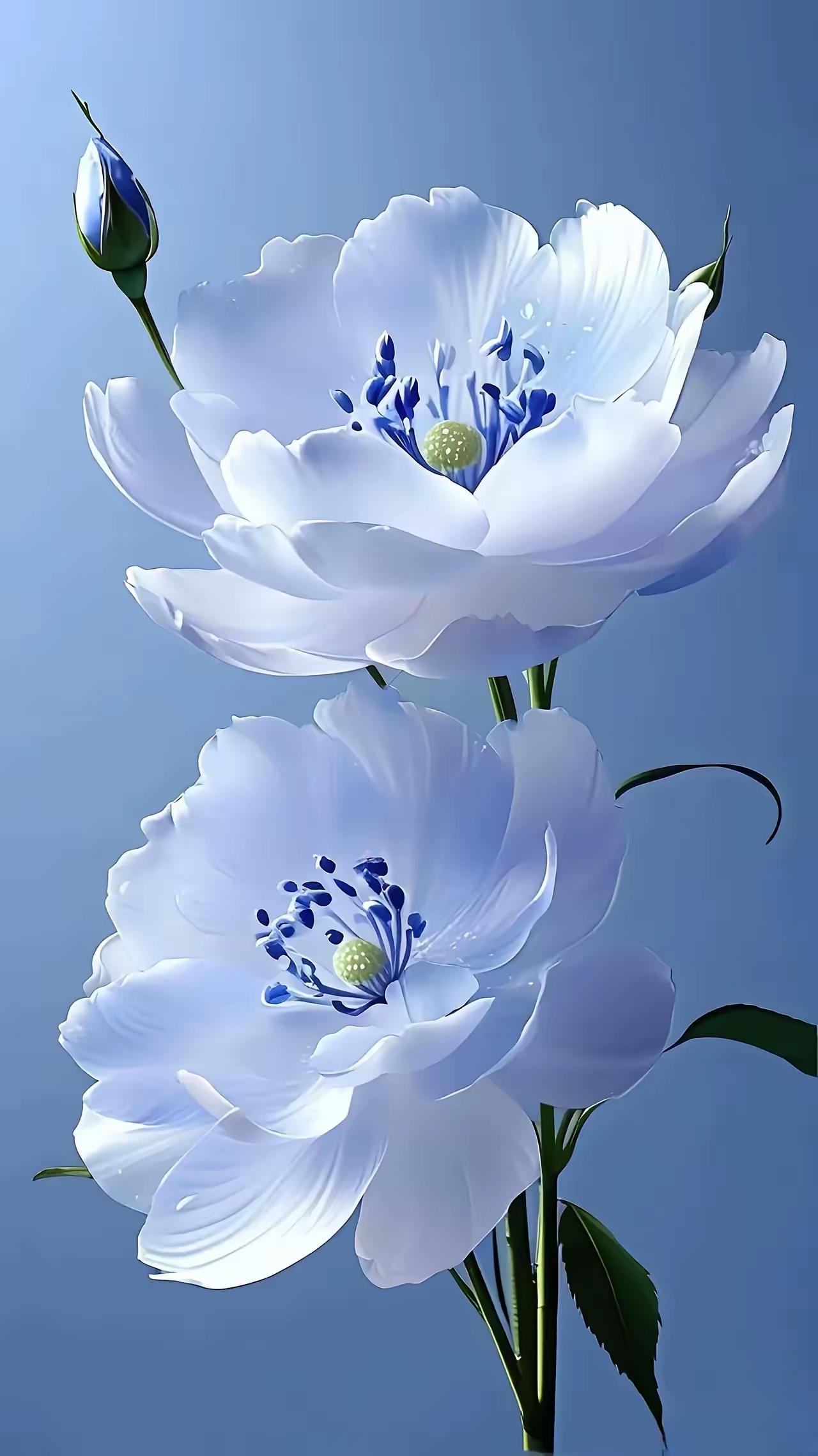 梦幻蓝白花海，宛如仙境中的精灵。