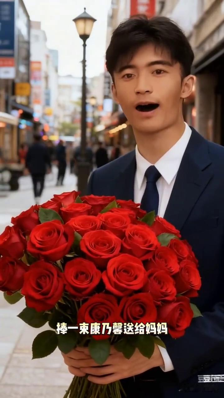 捧一束康乃馨送给妈妈，红色代表儿女炽热的心。