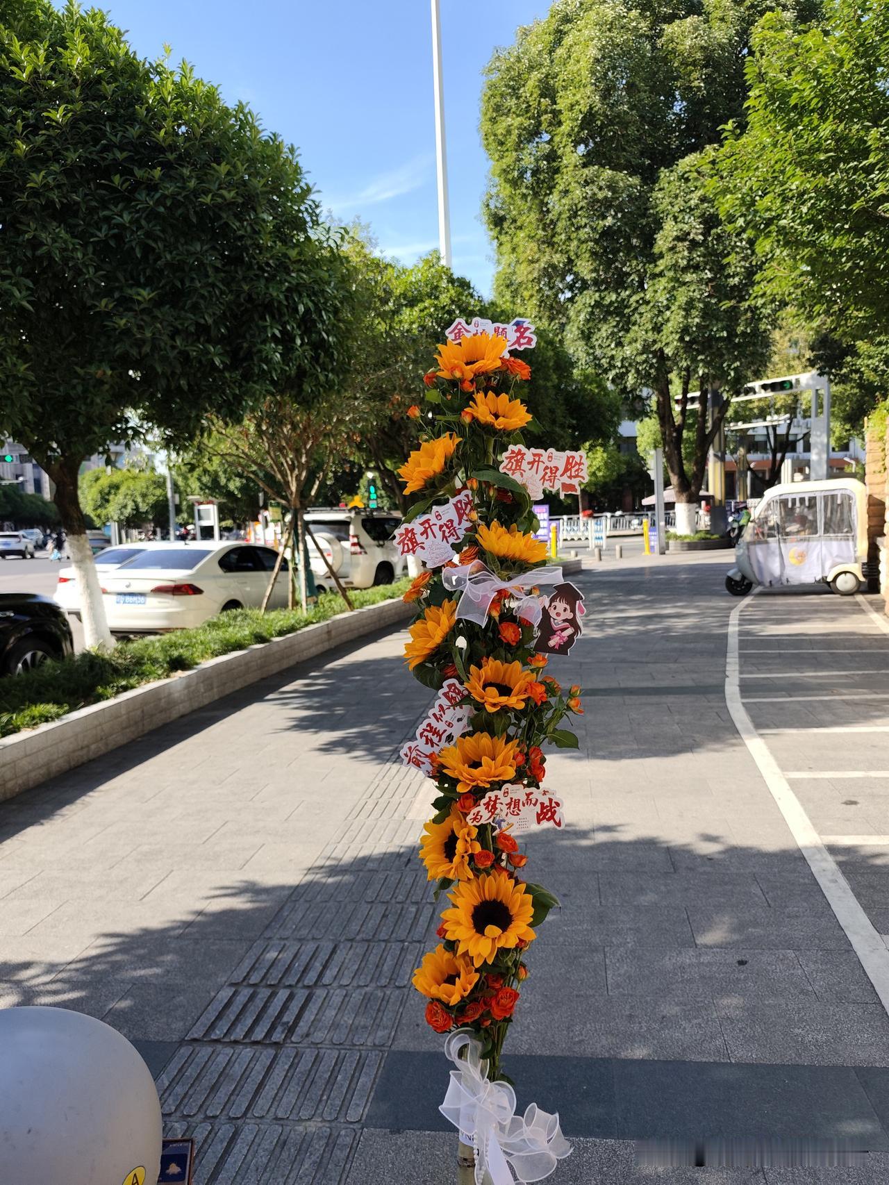 见到这束长达1米多高的向日葵花🌻，高考结束之际，祝愿所有的考生，步步高升，金榜