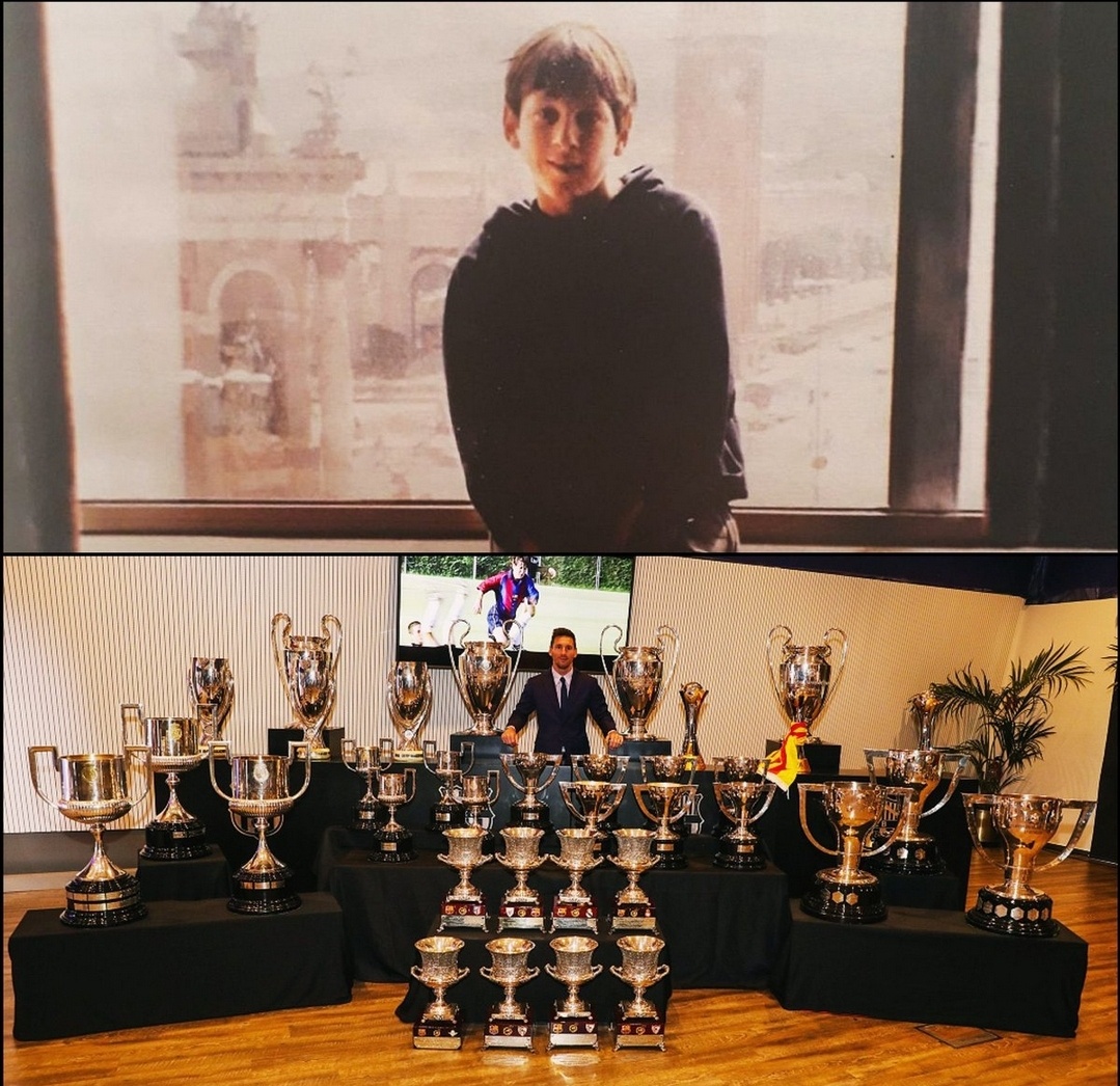 梅西在巴塞罗那的第一张照片vs梅西在巴塞罗那的最后一张照片。巴萨