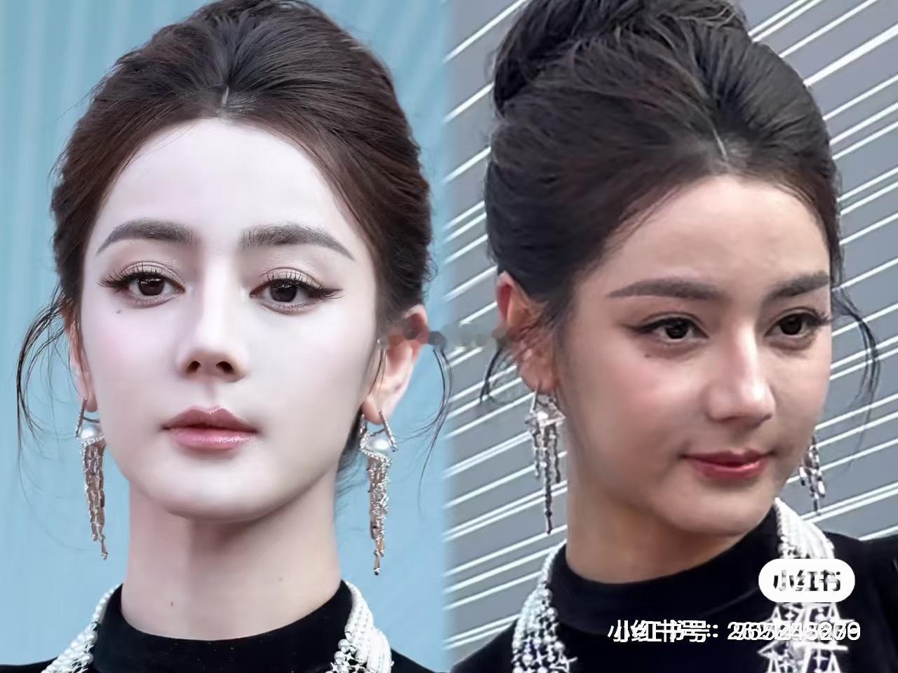 网友做的迪丽热巴精修和生图对比，咋差别这么大，刘亦菲生图也能打啊！刘亦菲下沉市场