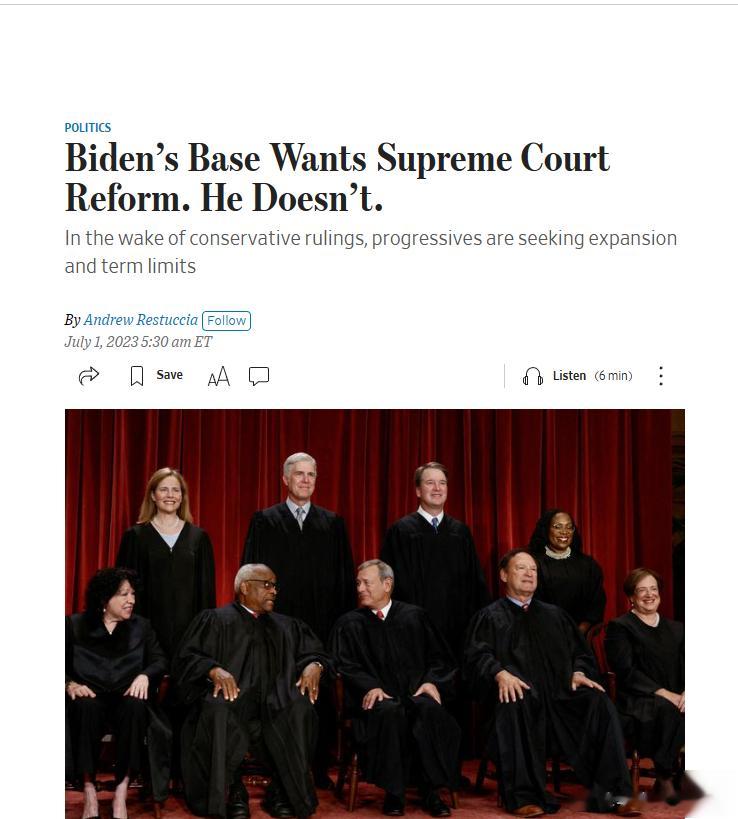 [吃瓜]民主党已经开始运作最高法院改革了，两个方向：对最高院进行扩编。对最高院法