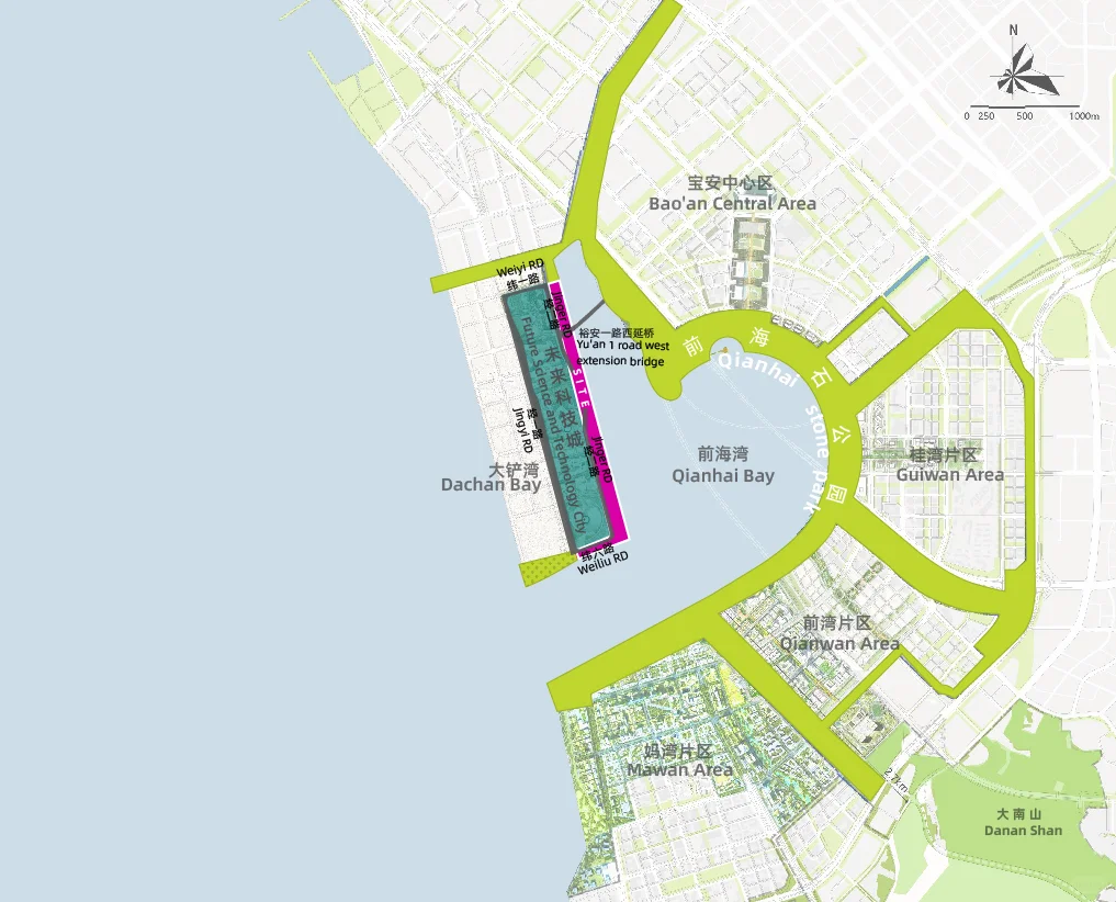 深圳市前海合作区的大铲湾片区位置图