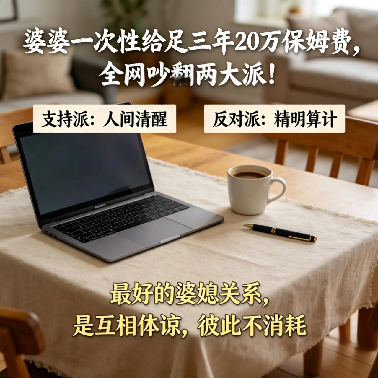 婆婆一次性给足三年20万保姆费，全网吵翻两大派！

 谁看了不感慨！
婆婆直接一