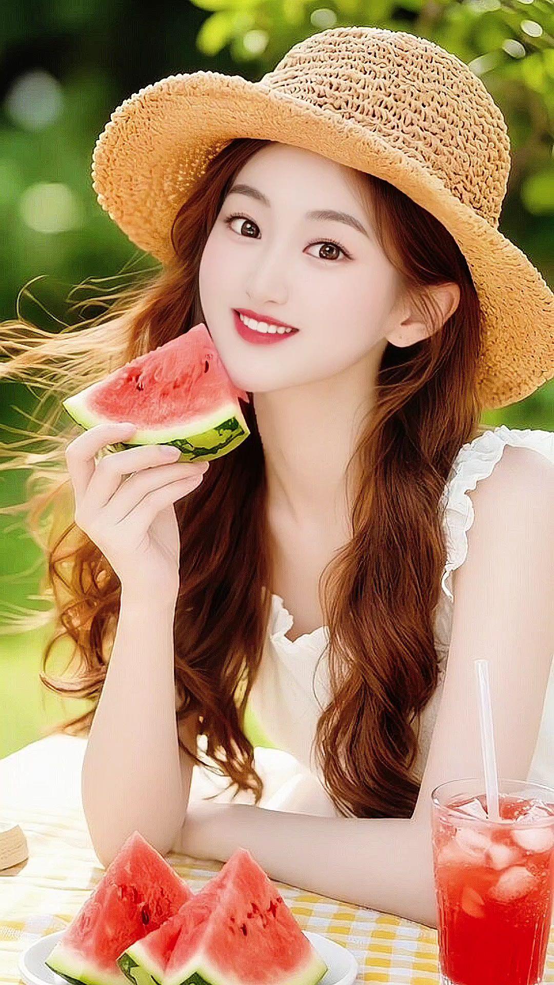 夏天怎么能少了西瓜 吃瓜群众 清纯甜美 温柔风 少女感夏日ootd