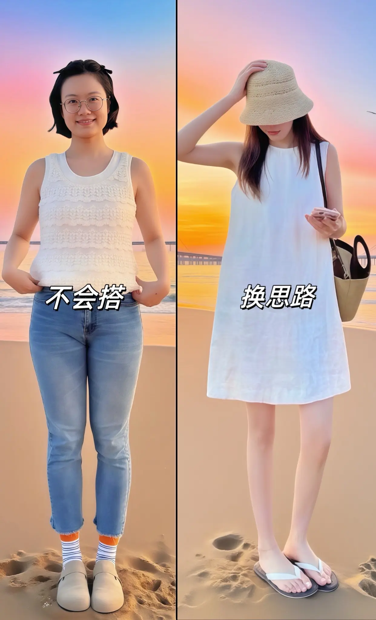 夏天该有的样子 夏日清爽穿搭  梨形身材穿搭  出游穿搭  宽松连衣裙