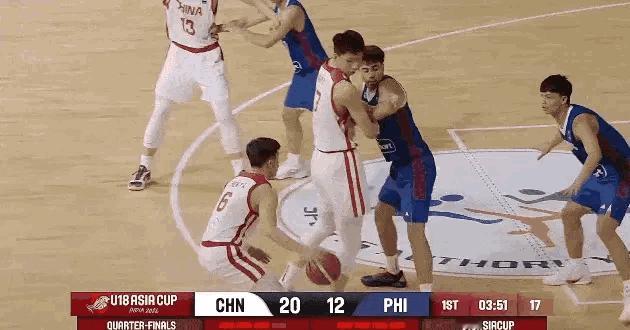 陈昱休和赵博新的掩护三分球就这么难防守吗？U18男篮中国vs菲律宾U18男篮亚洲