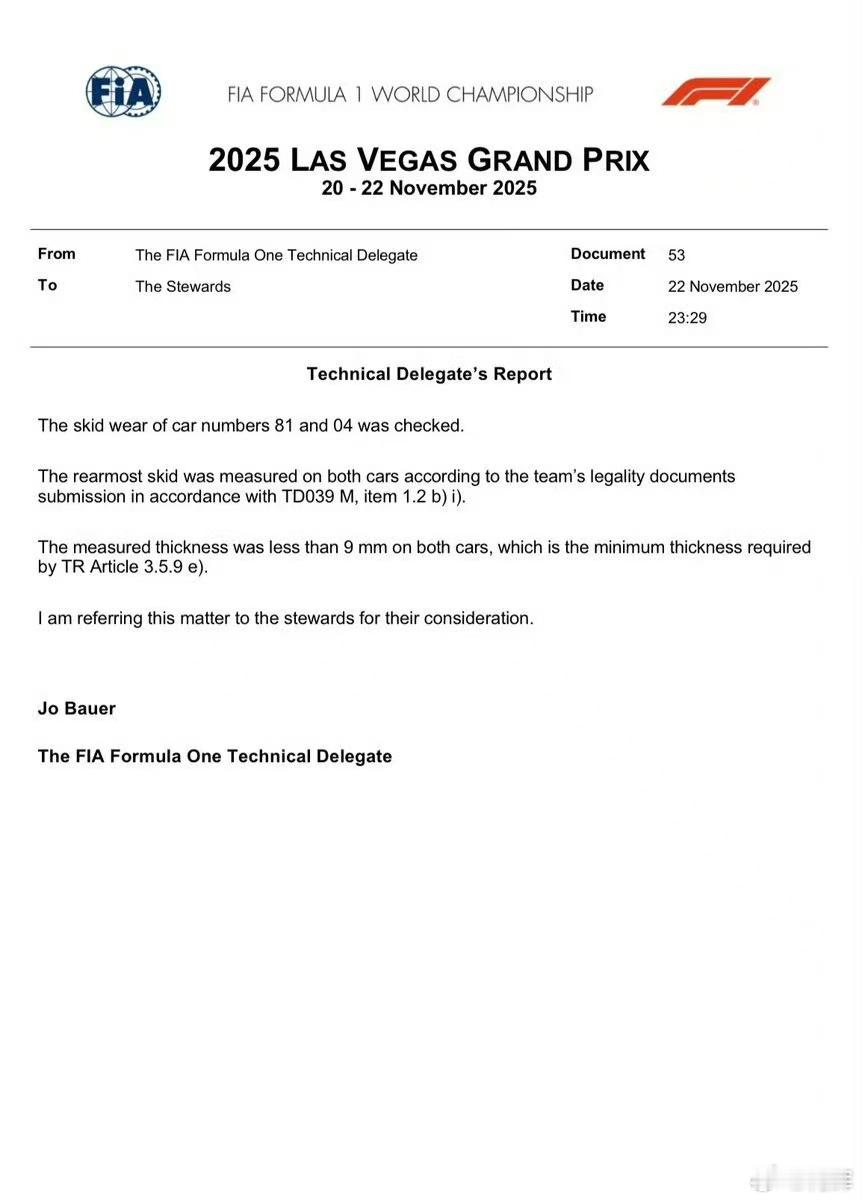 F1今年真戏剧性，看看今晚裁决如何，McLaren回来底板不够9mm， 会否DS