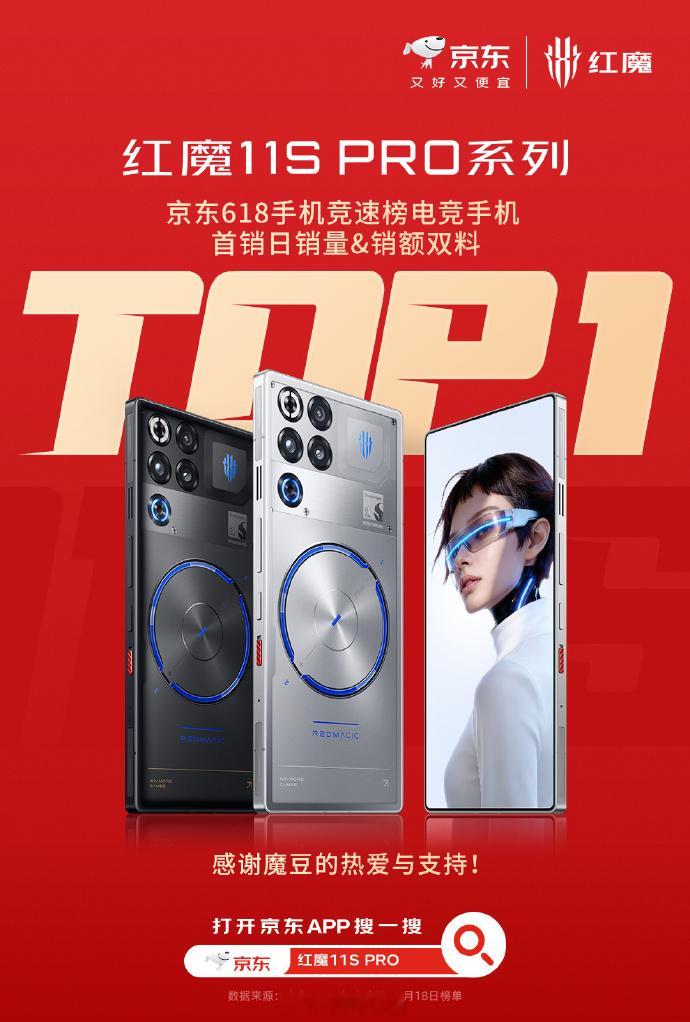 红魔 11S Pro 系列首销战报出炉，拿下京东 618 安卓手机竞速榜 6K+