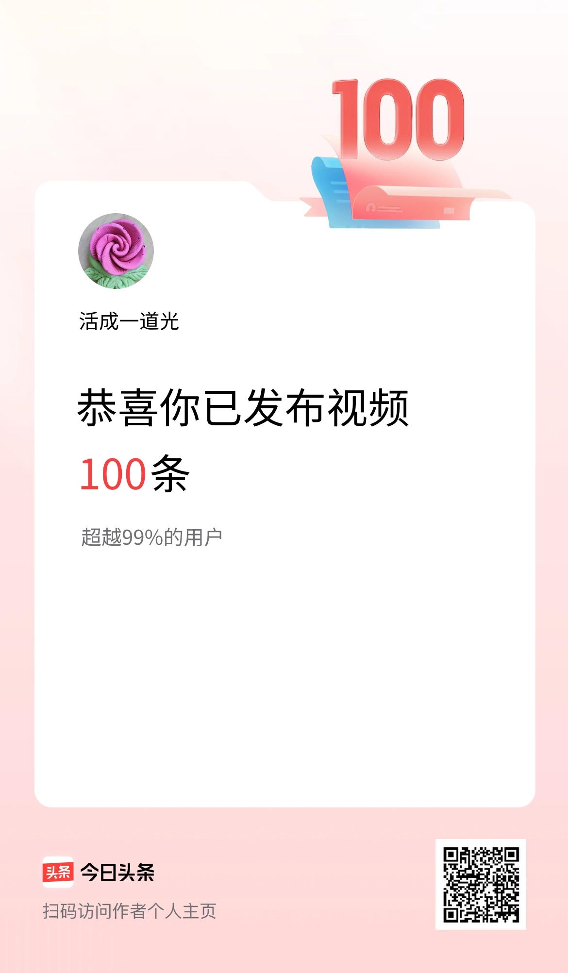 我在头条累计视频投稿100个