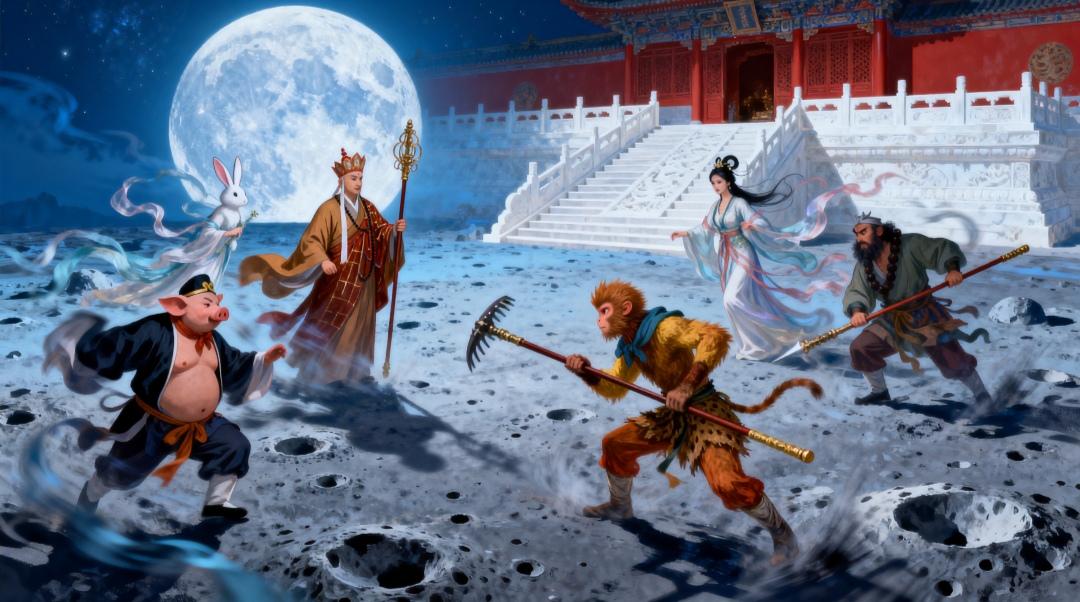 《嫦娥被闪了下腰，猪八戒平反了，广寒宫消失之谜破解》
一刹那间，他出现在了嫦娥的