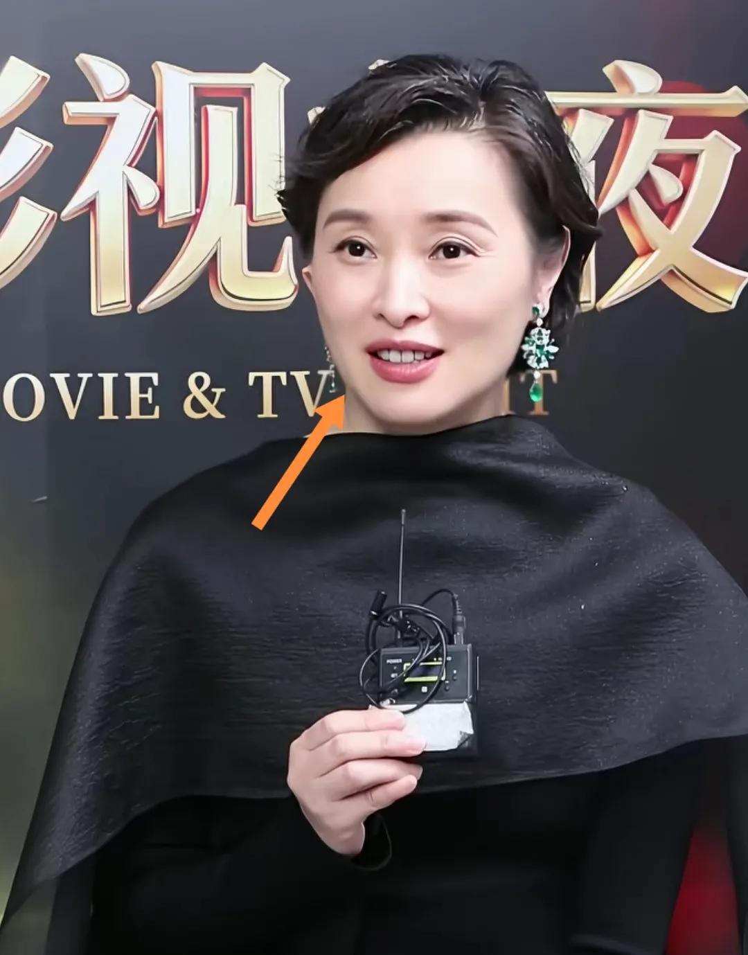 55岁影视演员吴越素颜上台讲话。