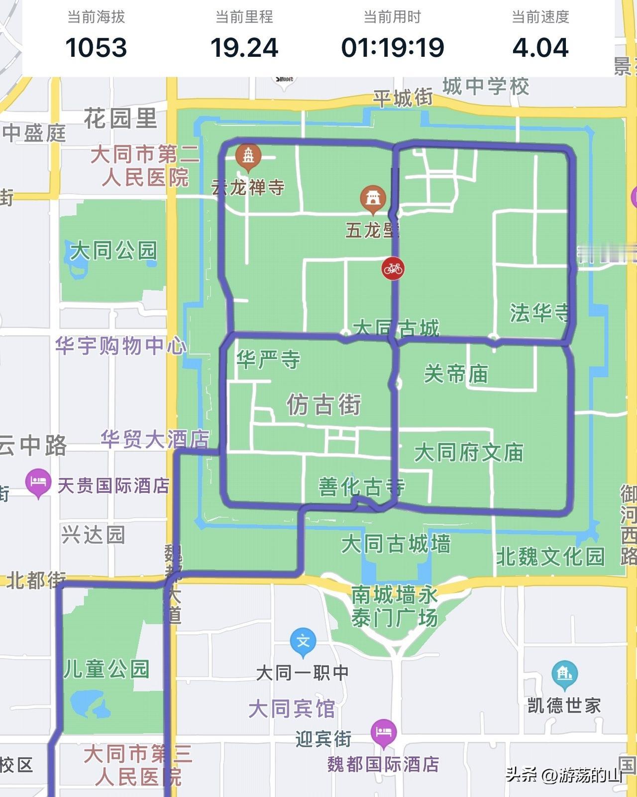 2026年的首次骑行，
大同古城 里转圈。