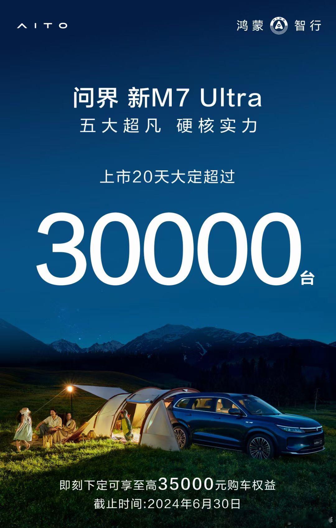 问界新M7Ultra 上市20天大定超过30000台！！！这销量也太猛了！！ ​