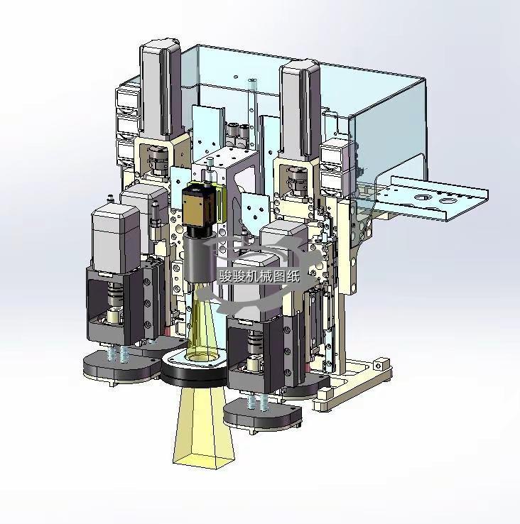 四轴吸头贴头3D模型图纸下载_机械数模资。图纸介绍 ：四轴吸头贴头，带视觉行业用