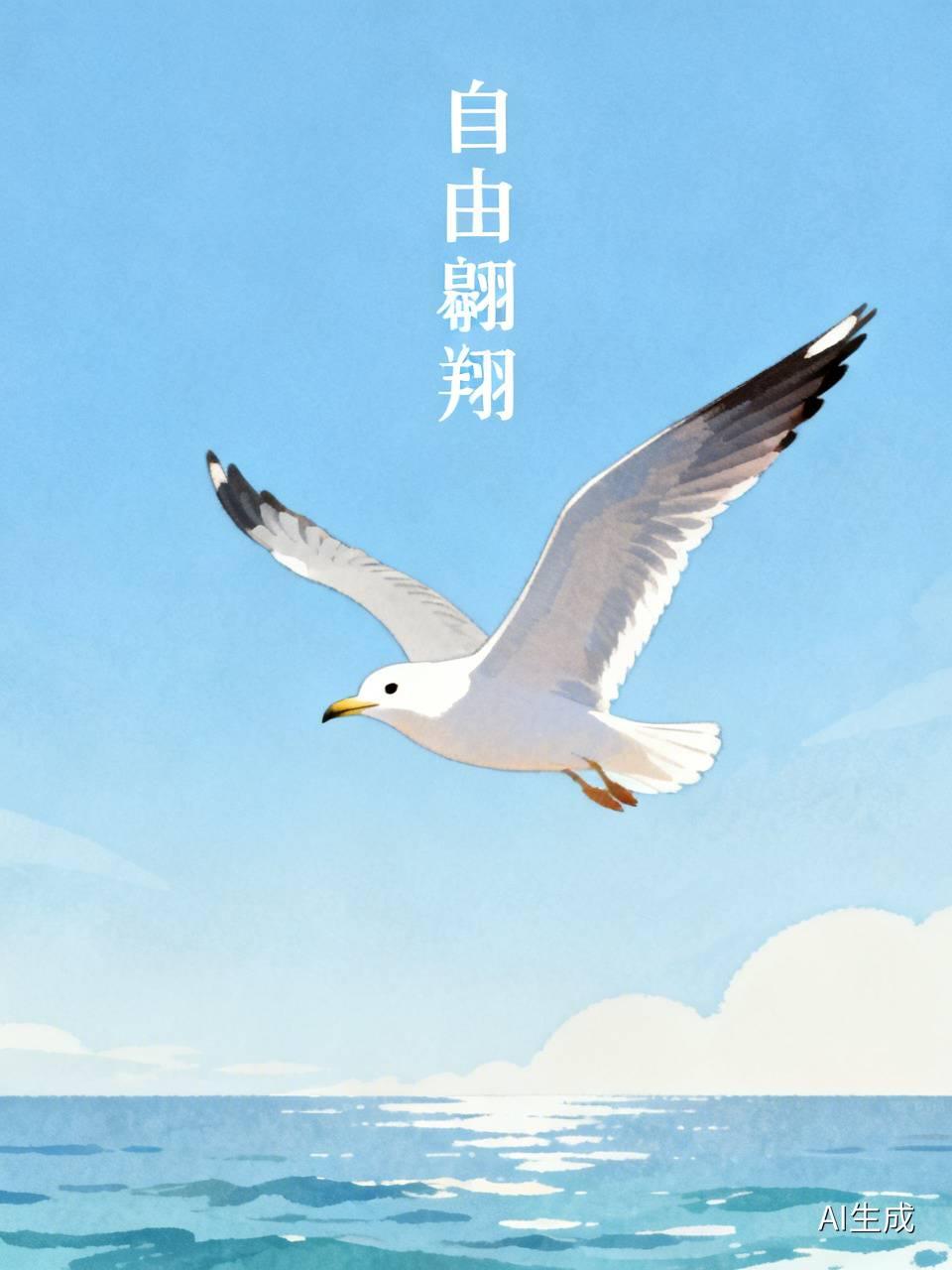 给大家分享我之前去海边拍的一张海鸥图片。画面里，一只洁白的海鸥正舒展着双翅，在湛